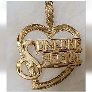 14k yellow Gold Rope Chain & NOS ma-C84  Charm Heart Pendant SOMEONE SPECIAL